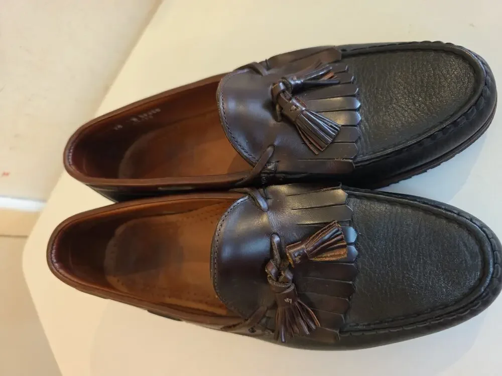 Allen Edmonds Nashua 42250 Men's Black Brown Leather Tassel Loafer Shoes Sz 10D